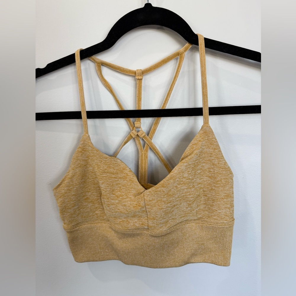 Alo Yoga Alosoft Lavish Bra Size XS In a yellow mustard color